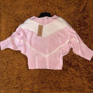 Tilly & Coco Pink and White Women's Scoop Neck Sweater